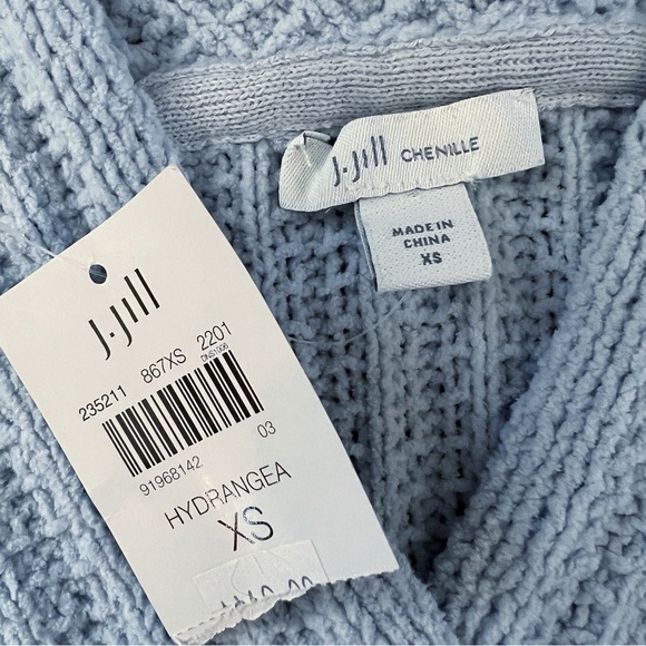 NWT J. Jill Chenille Knit Sweater Baby Powder Blue XS Coastal Grandma Boxy Chic - Picture 3 of 9